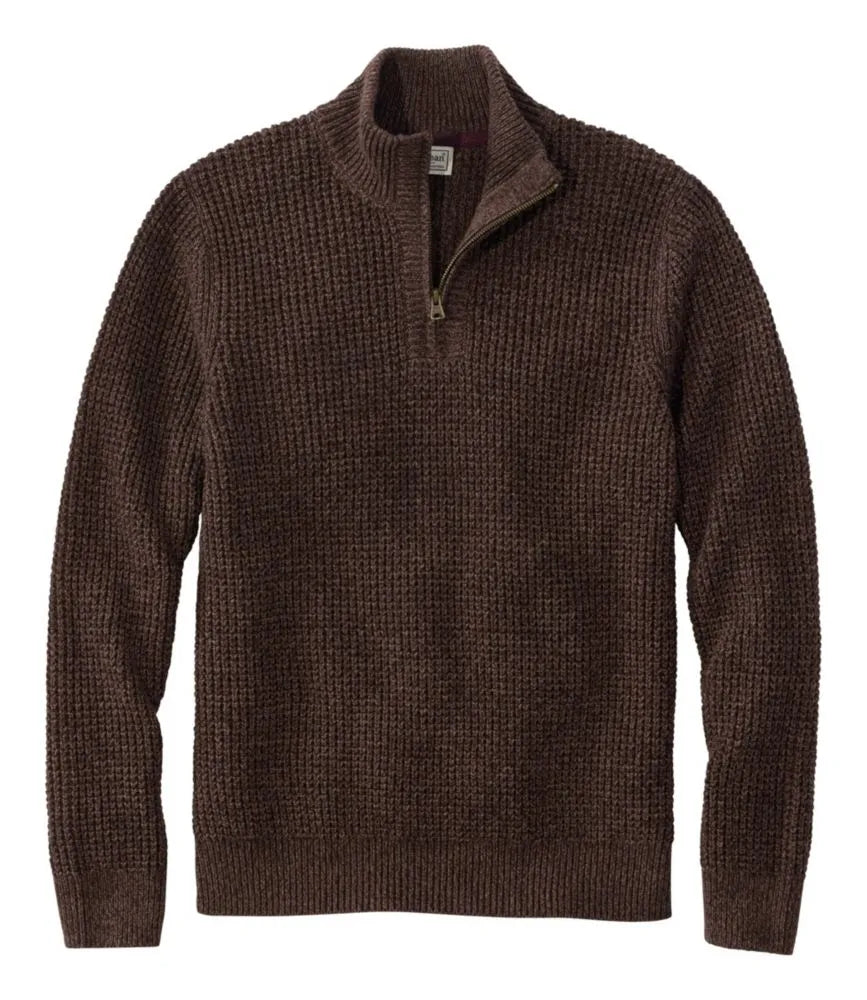 Men's Organic Cotton Waffle Sweater, Quarter Zip