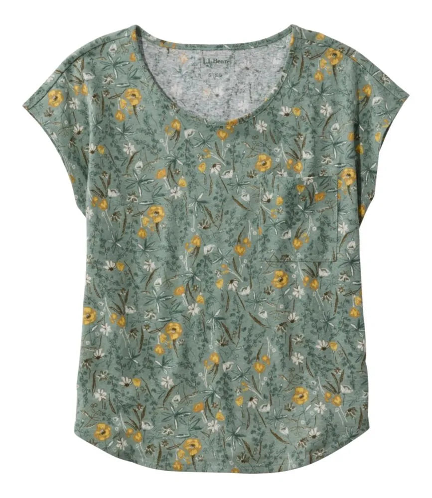 Women's Lakeside Linen/Cotton Tee, Short-Sleeve Scoopneck Print