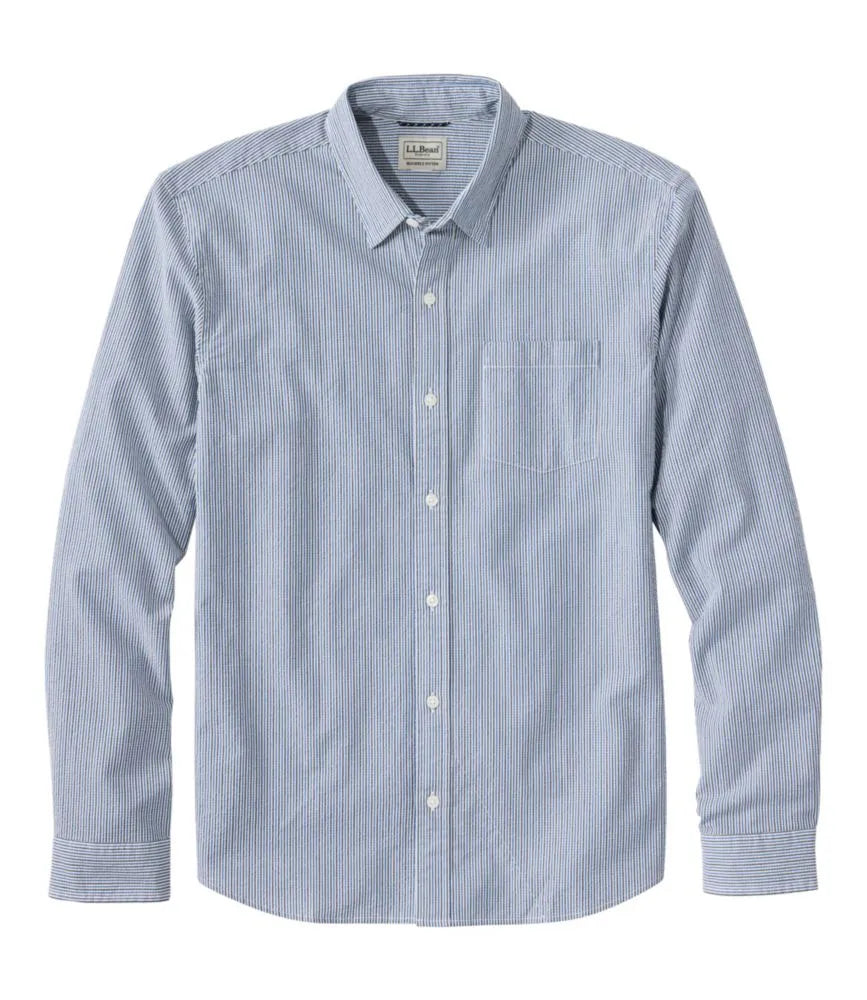 Men's Comfort Stretch Performance® Seersucker Shirt, Long-Sleeve, Slightly Fitted Untucked Fit, Stripe