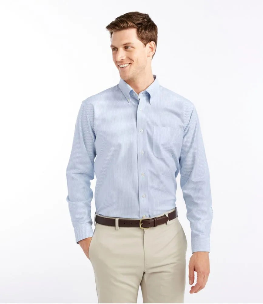 Men's Wrinkle-Free Classic Oxford Cloth Shirt, Traditional Fit University Stripe