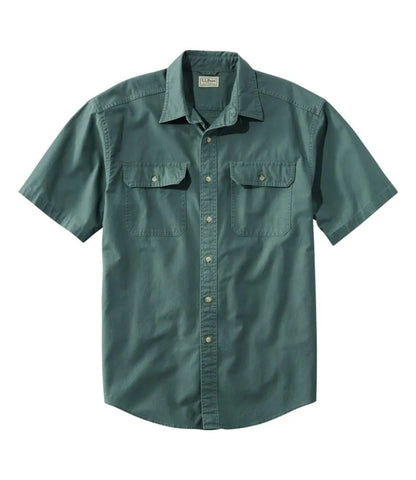 Men's Sunwashed Canvas Shirt, Traditional Fit Short-Sleeve