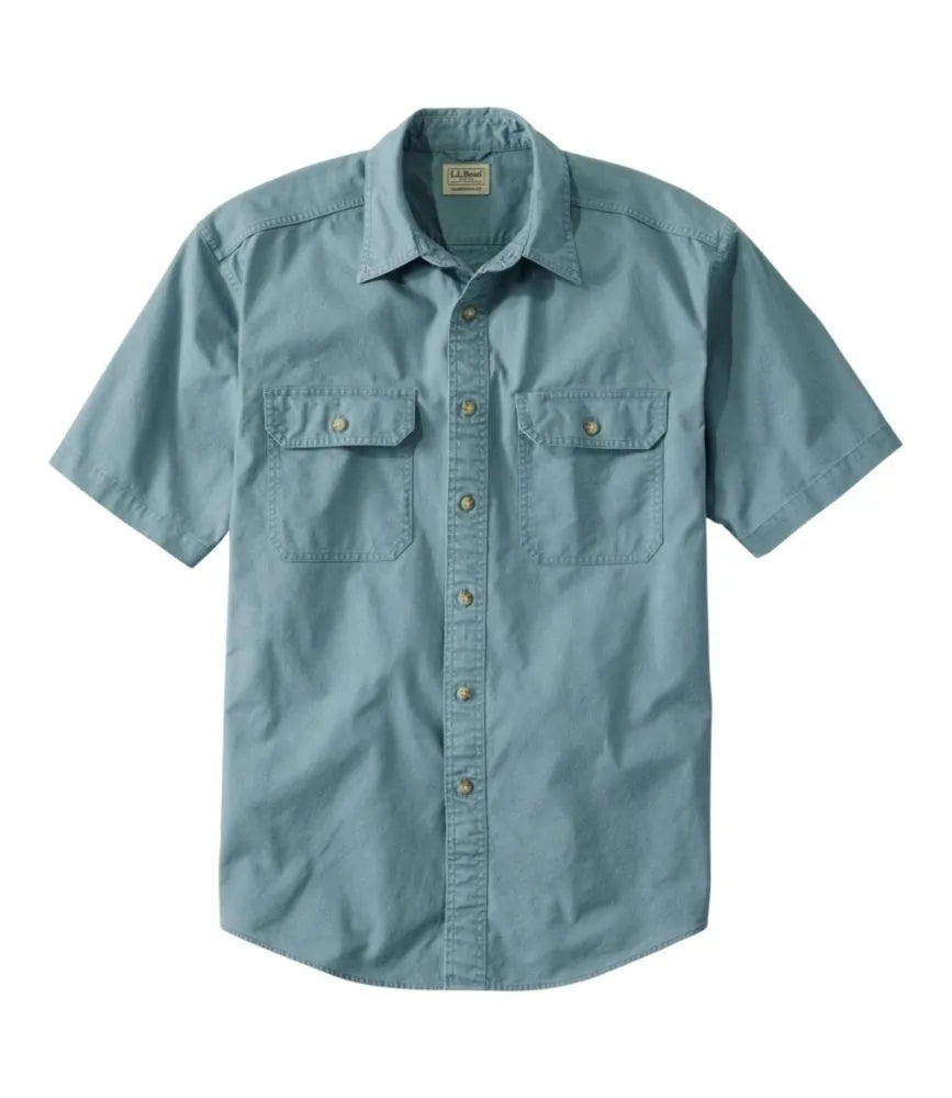 Men's Sunwashed Canvas Shirt, Traditional Fit Short-Sleeve
