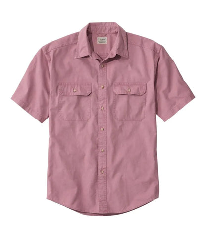 Men's Sunwashed Canvas Shirt, Traditional Fit Short-Sleeve