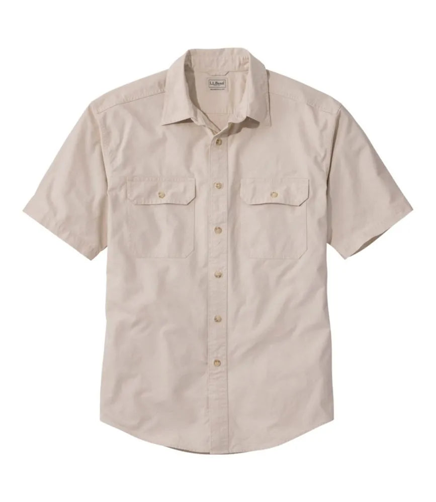 Men's Sunwashed Canvas Shirt, Traditional Fit Short-Sleeve