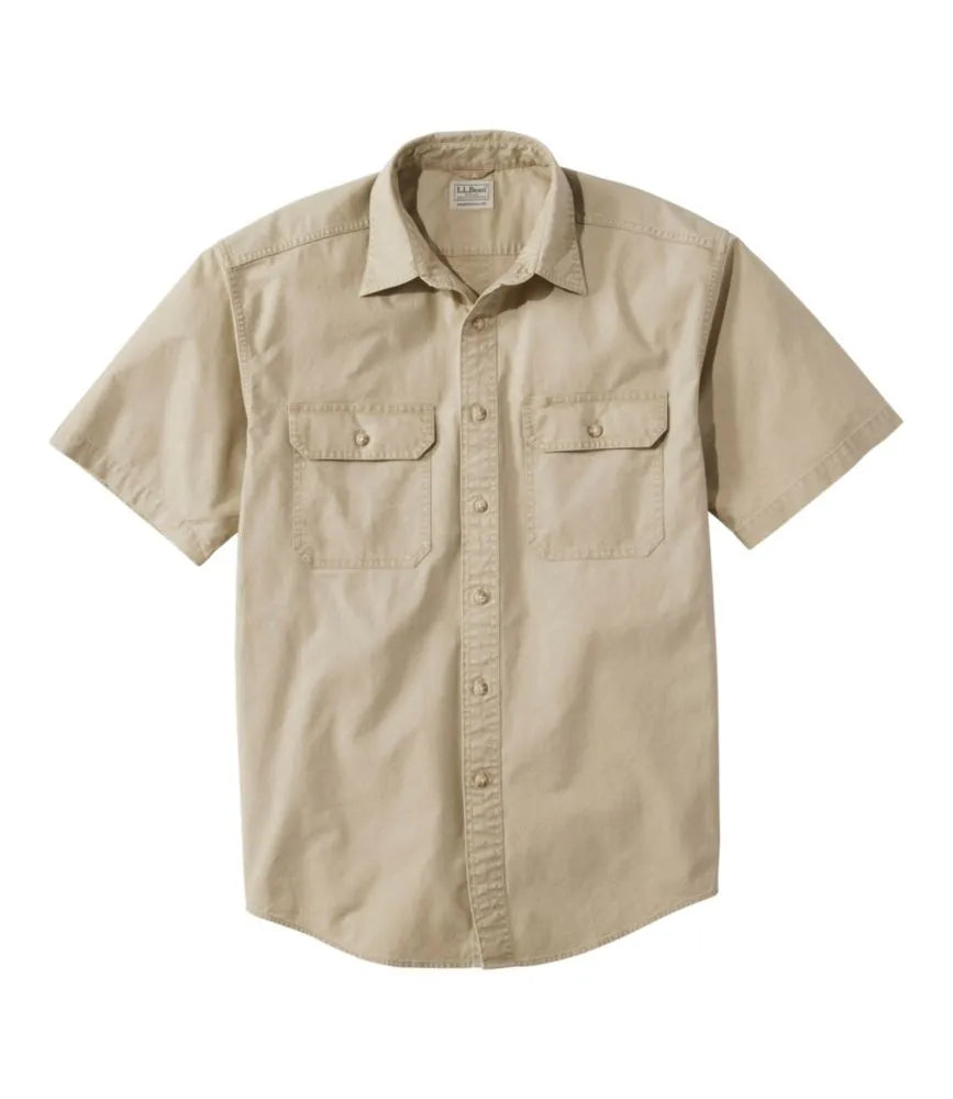 Men's Sunwashed Canvas Shirt, Traditional Fit Short-Sleeve