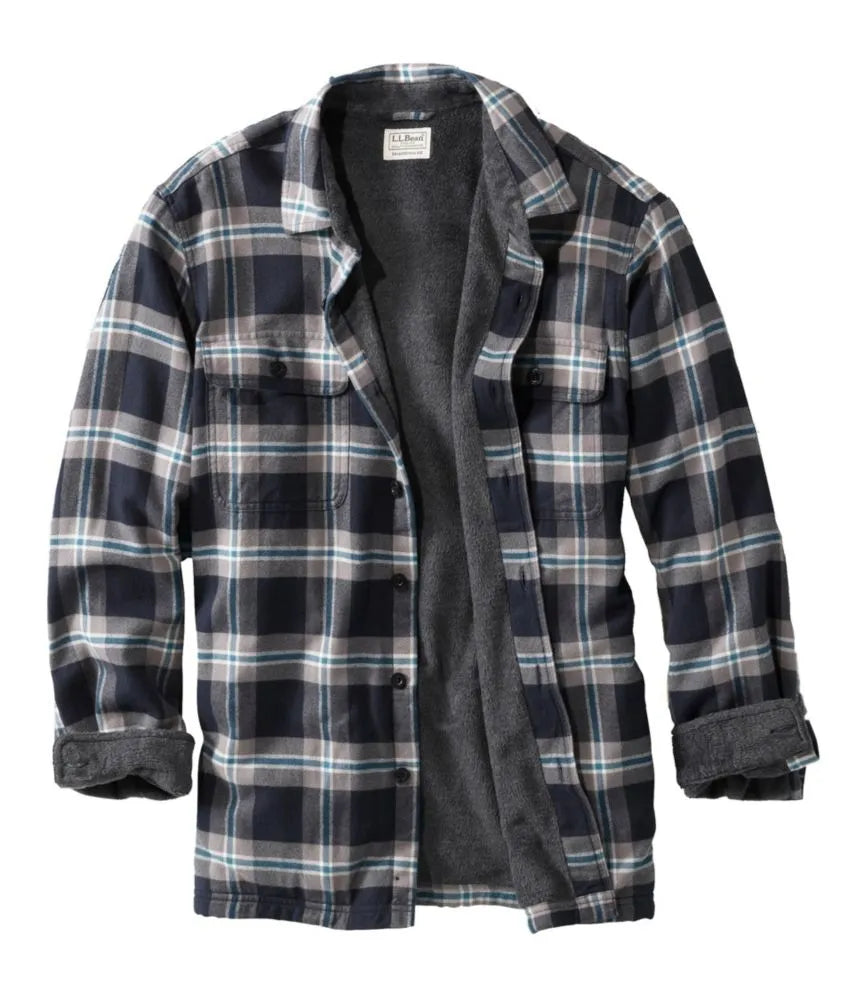 Men's Fleece-Lined Flannel Shirt, Traditional Fit, Plaid