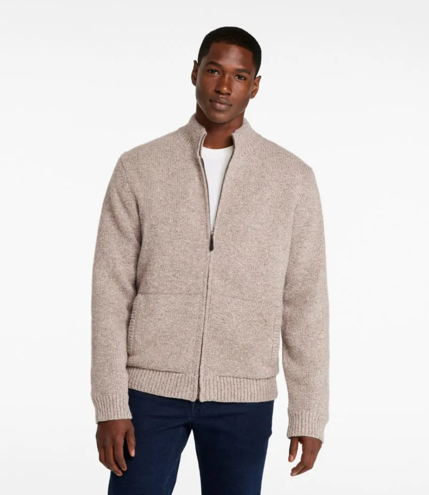 Men's L.L.Bean Classic Ragg Wool Sweater, Full-Zip Flannel-Lined
