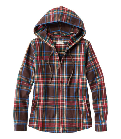 Women's Scotch Plaid Flannel Shirt, Relaxed Zip Hoodie