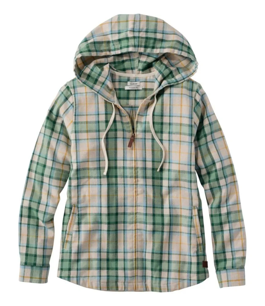 Women's Scotch Plaid Flannel Shirt, Relaxed Zip Hoodie
