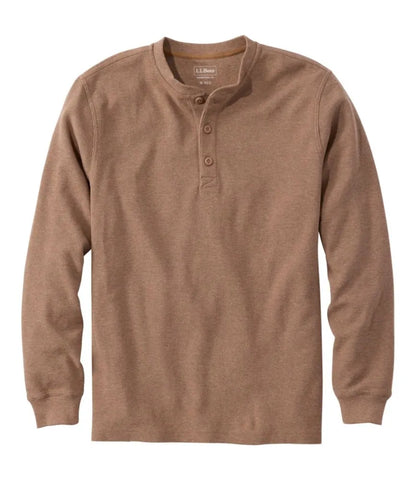 Men's Unshrinkable Mini-Waffle Henley, Long-Sleeve Traditional Fit