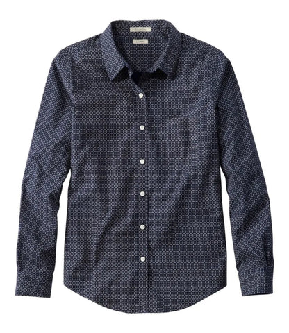 Women's Wrinkle-Free Pinpoint Oxford Shirt, Relaxed Fit Long-Sleeve Print