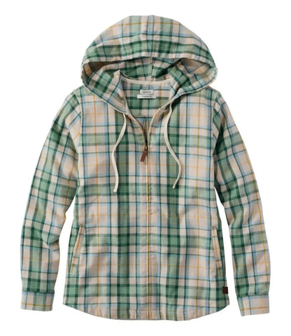 Women's Scotch Plaid Flannel Shirt, Relaxed Zip Hoodie