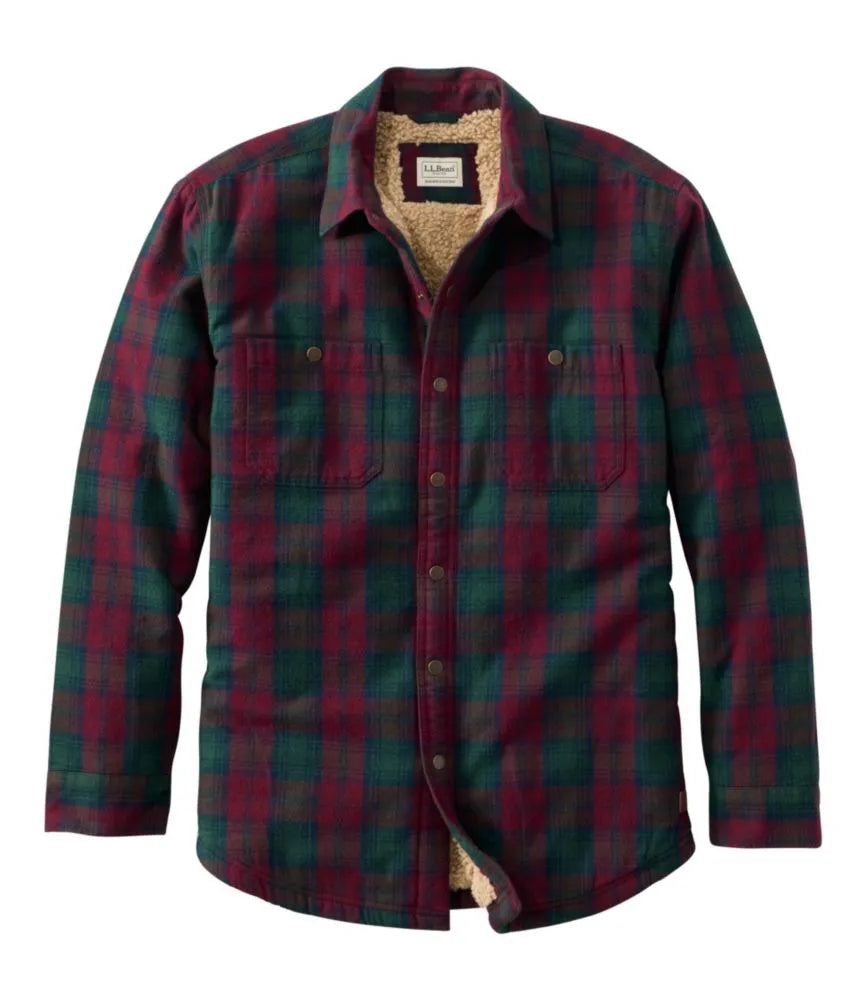 Men's Sherpa-Lined Scotch Plaid Shirt, Slightly Fitted