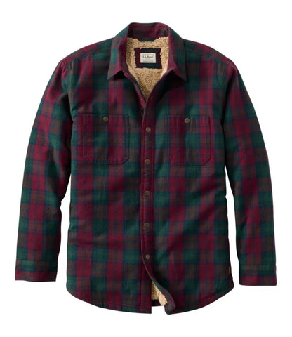 Men's Sherpa-Lined Scotch Plaid Shirt, Slightly Fitted