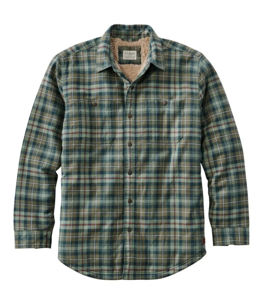 Men's Sherpa-Lined Scotch Plaid Shirt, Slightly Fitted