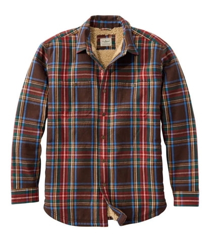 Men's Sherpa-Lined Scotch Plaid Shirt, Slightly Fitted