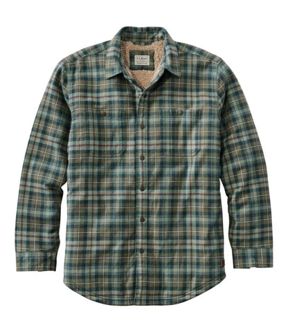 Men's Sherpa-Lined Scotch Plaid Shirt, Slightly Fitted