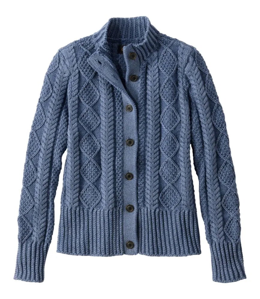 Women's Signature Cotton Fisherman Sweater, Short Cardigan