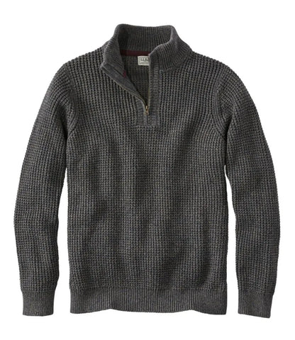 Men's Organic Cotton Waffle Sweater, Quarter Zip