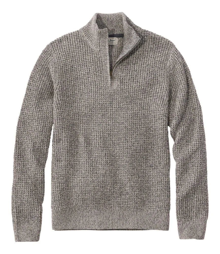 Men's Organic Cotton Waffle Sweater, Quarter Zip