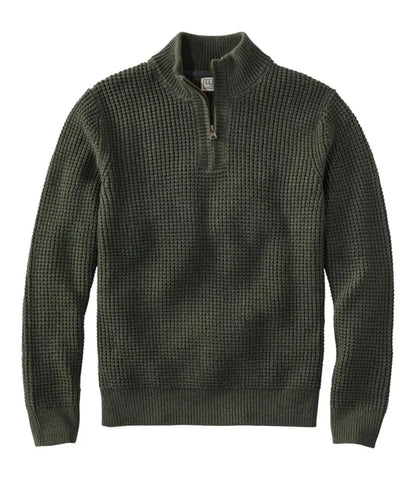 Men's Organic Cotton Waffle Sweater, Quarter Zip