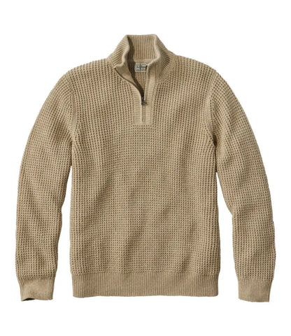 Men's Organic Cotton Waffle Sweater, Quarter Zip