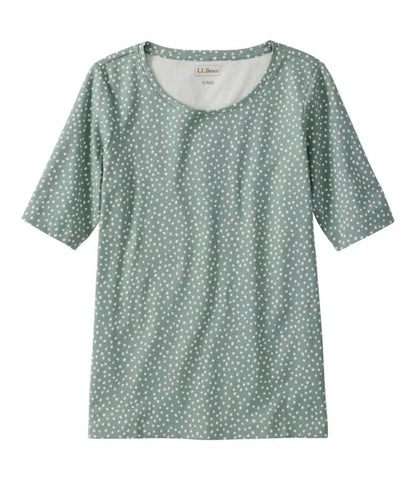 Women's L.L.Bean Jewelneck Tee, Elbow-Sleeve Print