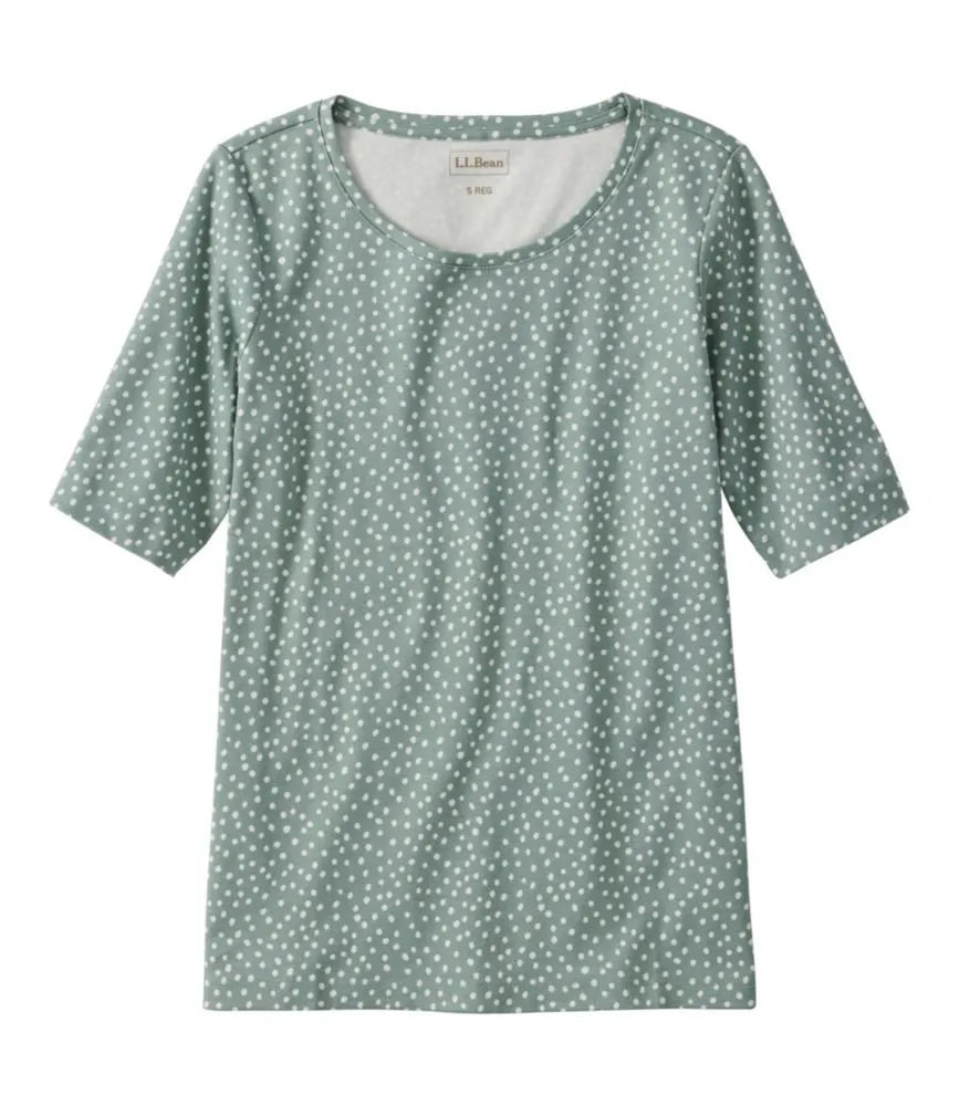 Women's L.L.Bean Jewelneck Tee, Elbow-Sleeve Print