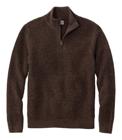 Men's Organic Cotton Waffle Sweater, Quarter Zip