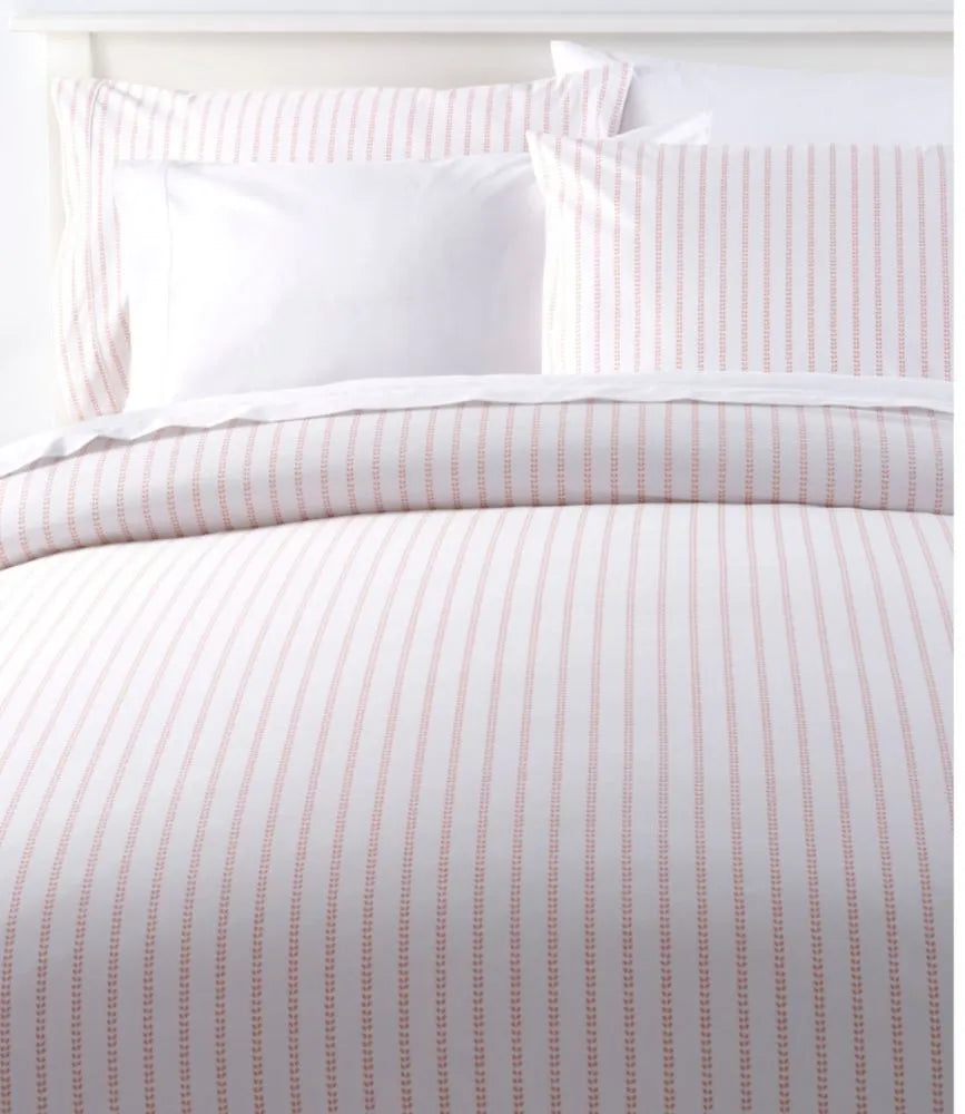 Sunwashed Percale Comforter Cover, Stripe Leaf