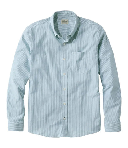 Men's Comfort Stretch Oxford Shirt, Slightly Fitted Untucked Fit, Stripe