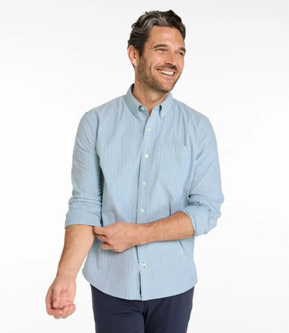 Men's Comfort Stretch Oxford Shirt, Slightly Fitted Untucked Fit, Stripe