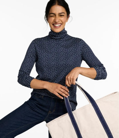 Women's Pima Cotton Turtleneck, Long-Sleeve Print