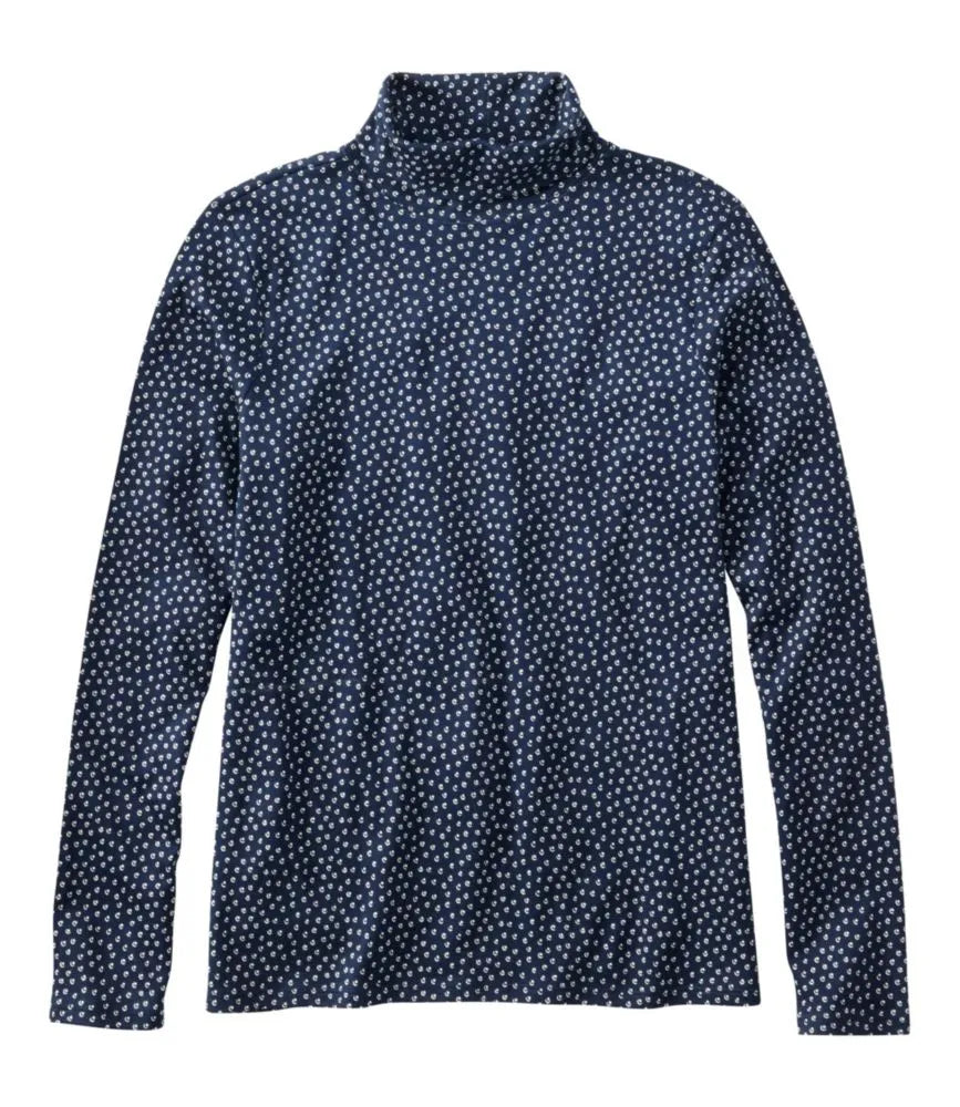 Women's Pima Cotton Turtleneck, Long-Sleeve Print