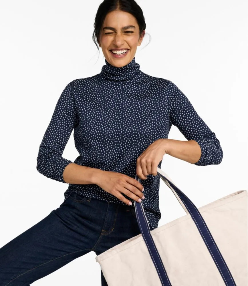 Women's Pima Cotton Turtleneck, Long-Sleeve Print