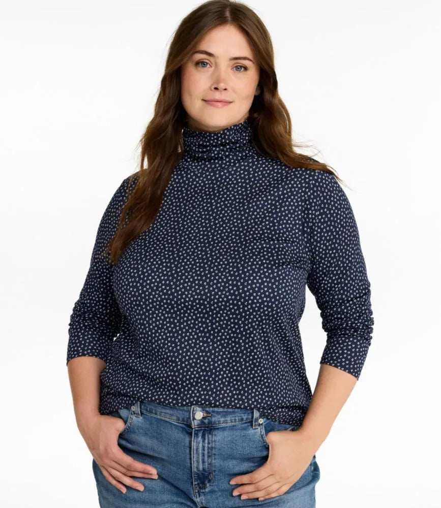 Women's Pima Cotton Turtleneck, Long-Sleeve Print