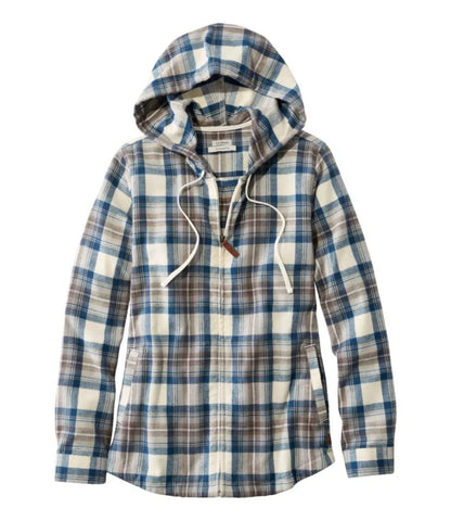 Women's Scotch Plaid Flannel Shirt, Relaxed Zip Hoodie