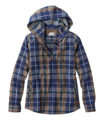 Women's Scotch Plaid Flannel Shirt, Relaxed Zip Hoodie