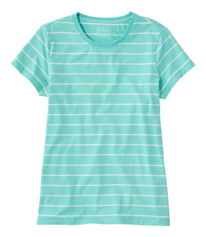 Women's Soft Stretch Supima-Blend Tee, Crewneck Short-Sleeve Striped