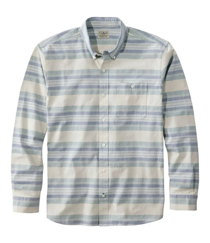 Men's Comfort Stretch Chambray Shirt, Traditional Untucked Fit, Long-Sleeve, Stripe