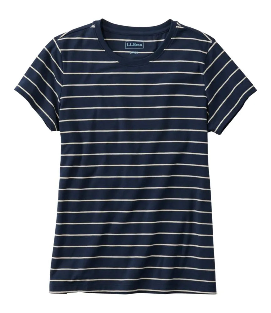 Women's Soft Stretch Supima-Blend Tee, Crewneck Short-Sleeve Striped