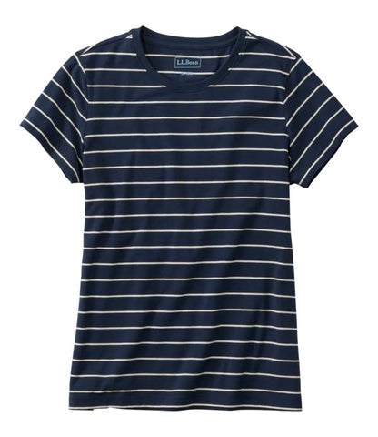 Women's Soft Stretch Supima-Blend Tee, Crewneck Short-Sleeve Striped