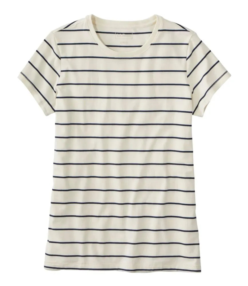 Women's Soft Stretch Supima-Blend Tee, Crewneck Short-Sleeve Striped