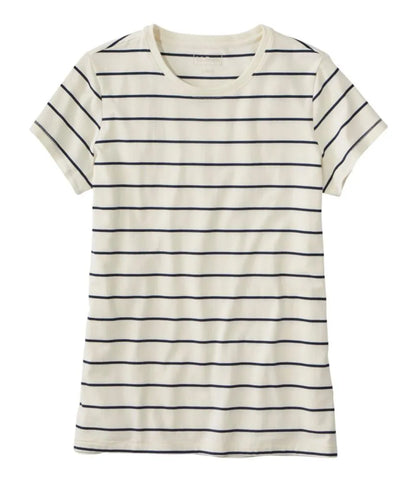Women's Soft Stretch Supima-Blend Tee, Crewneck Short-Sleeve Striped