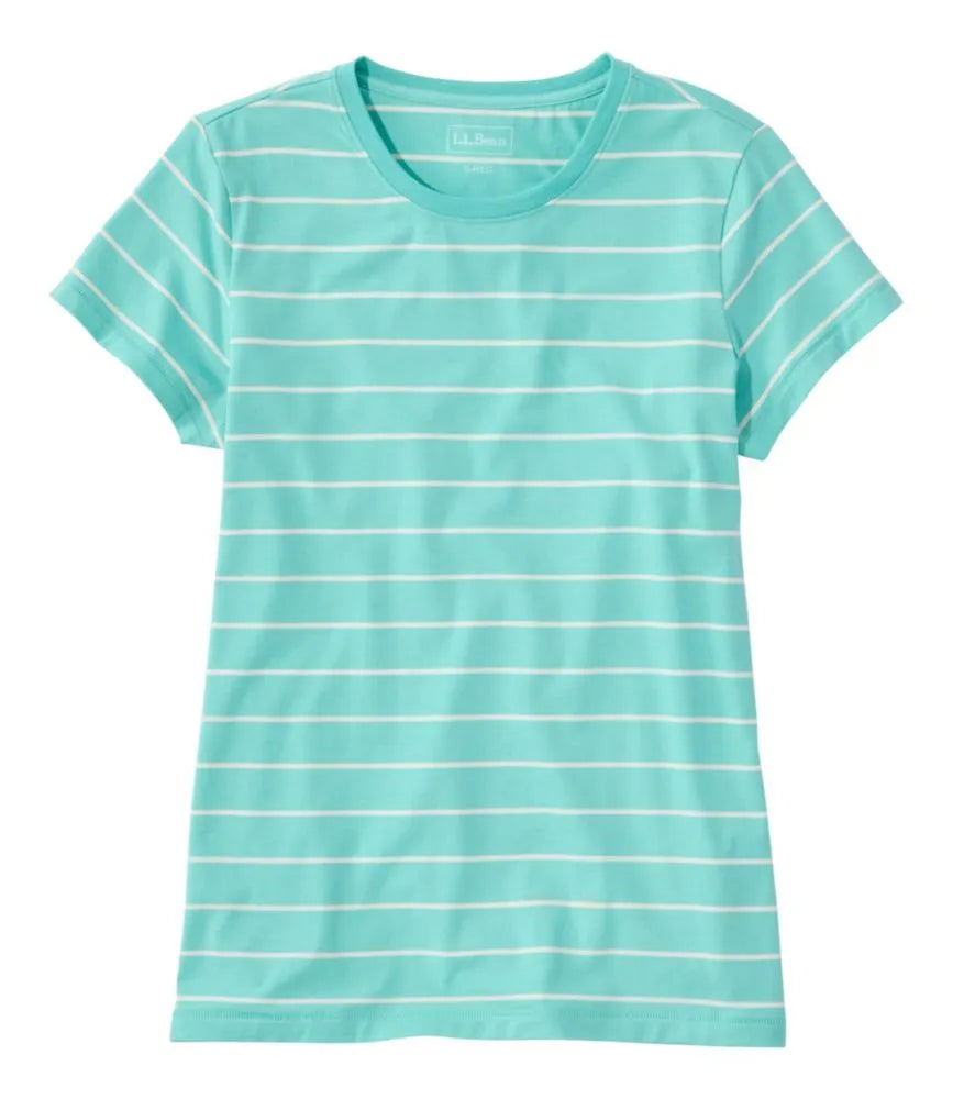 Women's Soft Stretch Supima-Blend Tee, Crewneck Short-Sleeve Striped
