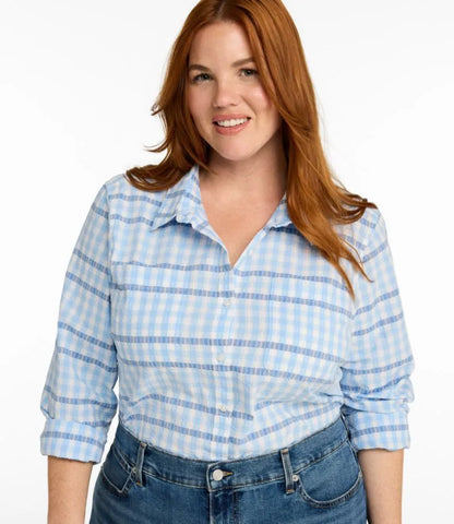 Women's Vacationland Seersucker Shirt, Long-Sleeve Plaid