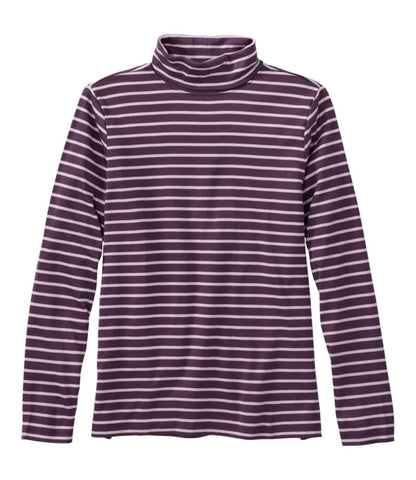 Women's Pima Turtleneck, Long-Sleeve Stripe