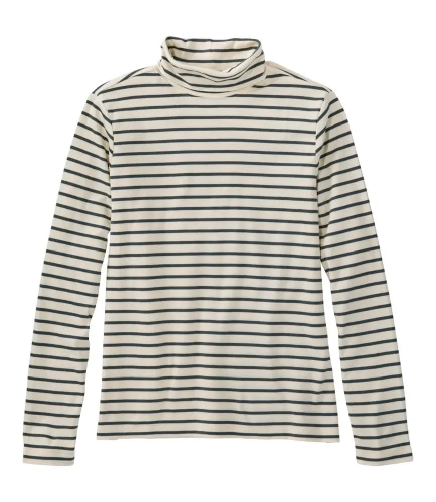 Women's Pima Turtleneck, Long-Sleeve Stripe