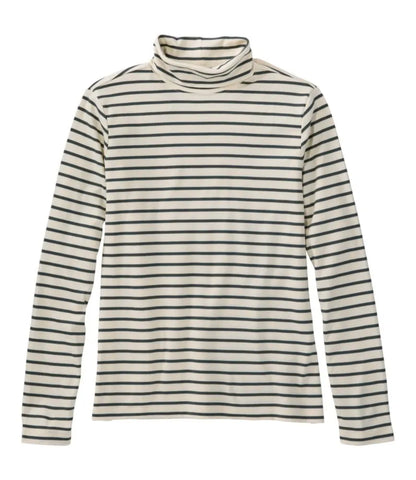Women's Pima Turtleneck, Long-Sleeve Stripe