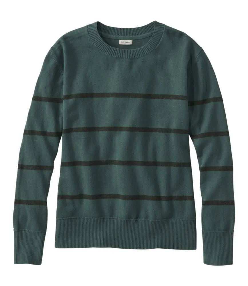 Women's Cotton/Cashmere Sweater, Crewneck Stripe